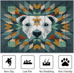 Pitbull Washable Rugs - 5x8ft - Modern Geometric Dog Rustic Wood Grain Rugs for Living Room Non Slip Low Pile Area Rug for Bedroom, Dog Carpets Room Decor & Gifts