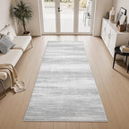 PADOOR Modern Abstract Runner Rug - 2x10 Washable Hallway Rugs, Ultra Soft Non-Slip Low Pile Floor Rugs for Hallway Entryway Kitchen Bedroom Bedside Laundry Room Grey