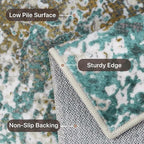 GENIMO 6x9 Area Rugs for Living Room, Machine Washable Rug Non Slip, Low Pile Ultra-Thin Lightweight Large Carpet, Abstract Modern Rugs for Bedroom, Dining Room, Office, Nursery, Teal/Beige