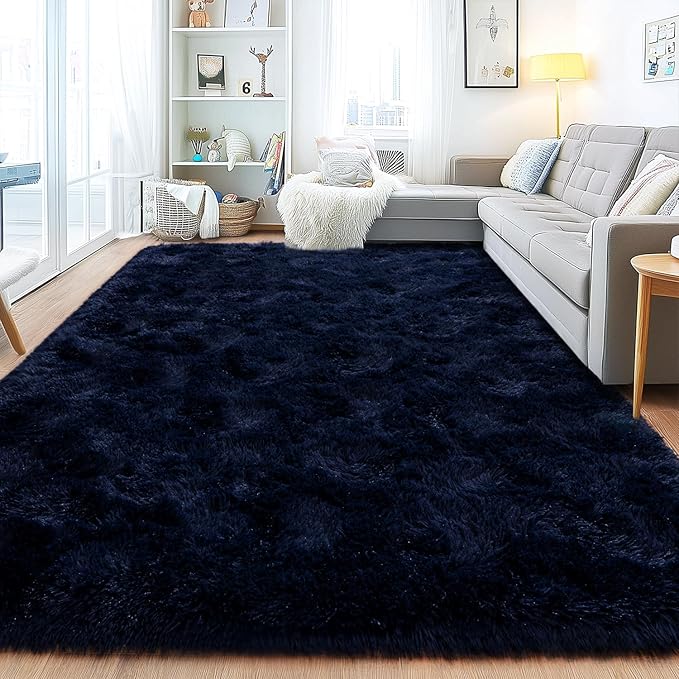Area Rugs for Living Room, Soft Shaggy Carpets for Living Room, Fuzzy Rugs for Kids' Room, Perfect Decor for Modern Home Navy Blue 4x6 Feet