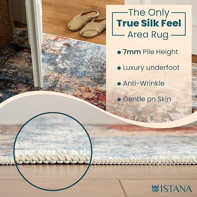 Istana Hallway Runner Rug 2x6 - Multi/Red Kitchen Rugs Non Slip Washable -Silk's Soft Touch Carpet Runner - Stylish Rug for Home