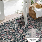 Lahome Kitchen Rugs Non Slip Washable Rugs for Entryway, 2x4 Rug Non-Slip Moroccan Trellis Ultra-Thin Indoor Door Mat Small Carpet for Bathroom Bedroom Entry, Black/Multi