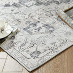 jinchan Kelda Area Rug 2x7 Runner Rug for Hallway Indoor Vintage Distressed Carpet Grey Multi Printed Floorcover Gray Chenille Accent Rug Non Slip for Kitchen Living Room Bedroom Dining Room