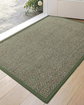 DEXI Ultra Thin Entryway Indoor Door Mat 17x30, Non Slip Rubber Backing Inside Entry Mat, Low Profile Easy Clean Dirt Trapper Doormat for Inside Entrance Patio, Green