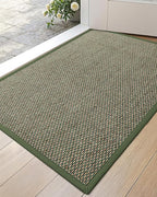 DEXI Ultra Thin Entryway Door Mat 24x36, Non Slip Rubber Backing Inside Entry Mat, Low Profile Easy Clean Dirt Trapper Doormat for Inside Entrance Patio, Green