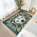 Pitbull Rugs for Living Room - 5x6ft - Modern Geometric Dog Rustic Wood Grain Rug for Bedroom Non Slip Low Pile Machine Washable Area Rugs, Dog Carpets House Decor & Gifts