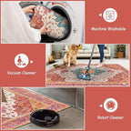 Moynesa Ultra-Thin Washable 10x14 Area Rugs for Bedroom, Pink Large Living Room Rug Non Slip, Medallion Oriental Indoor Floor Carpet for Dining Room Table Dorm Home Office Decor