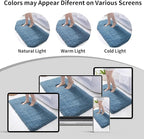 Bathroom Rug 20x32 Non Slip Fluffy Blue Bath Mat for Bathroom Floor Washable Plush Luxury Bath Rug for Tub Soft Shaggy Absorbent Shower Sink Mat