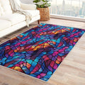 Abstract Rug, 6x9 Rug, Stained Glass Rugs for Living Room Bedroom, Modern Large Area Rug, Washable Rug Non Slip Soft Indoor Carpet, Kids and Pets Friendly, Abstract Home & Room Decor