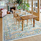 Lahome Floral Washable Rugs 8x10, Soft Green 8x10 Area Rugs for Living Room Bedroom, Boho Non-Slip Forest Stain Resistance Large Throw Carpet for Farmhouse Dining Room Office, Green