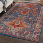 LUXE WEAVERS Moroccan Floral Blue 8x10 Area Rug for Living Room