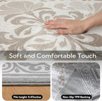 SOULFUL Medium Pile 4x6 Rugs for Living Room - Soft Foot Feel Area Rug - Light Taupe Boho Floral - Washable Non-Slip - Perfect for Bedroom Kids Room Under Dining Table Office