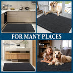 OLANLY Dog Door Mat for Muddy Paws 35x24, Absorbs Moisture and Dirt, Absorbent Non-Slip Washable Doormat, Quick Dry Chenille Mud Mat for Dogs, Entry Indoor Entryway Carpet for Inside Floor, Dark Grey