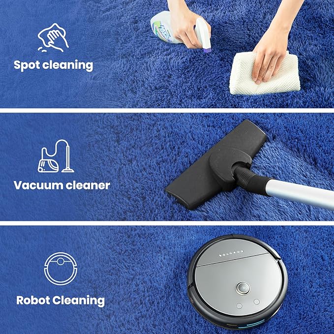 Zentavio Rugs for Boys Room Blue 3x5 Area Rugs for Living Room Small Navy Carpet for Bedroom Washable Soft Fluffy Shag Aesthetic Plush High Pile Throw Rug for Nursery Kids Room Dorm Room