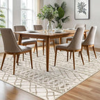 KUTA 6x9 Boho Living Room Rugs, Moroccan Washable Kitchen Rug Non Slip, Beige Ultra Soft Print Distressed Geometric Low-Pile Throw Carpet for Bedroom Nursery Dorm Decor