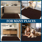 OLANLY Dog Door Mat for Muddy Paws 47x24, Absorbs Moisture and Dirt, Absorbent Non-Slip Washable Doormat, Quick Dry Chenille Mud Mat for Dogs, Entry Indoor Entryway Carpet for Inside Floor, Brown