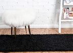 Unique Loom Solid Shag Collection Area Rug (2' 6" x 16' 5" Runner, Jet Black)