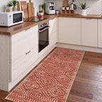 Wonnitar Moroccan Runner Rug 2x6, Washable Hallway Runner Rugs with Rubber Backing,Bohemian Geometric Kitchen Runner Non-Skid Soft Indoor Carpet for Bathroom Laundry Room (Brown,2'x6')