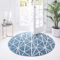 Rugs.com Lattice Trellis Collection Rug – 3 Ft Round Blue Low-Pile Rug Perfect for Kitchens, Dining Rooms