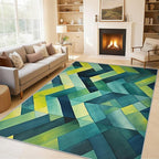 6x9 Geometric Zigzag Rugs for Bedroom Decor, Washable Green Chevron Pattern Area Rug, Living Room Home Decoration, Non Slip Soft Thin, Modern Abstract Geometry Decor Carpet PF-P 49