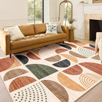 MUJOO 5x7 Area Rugs Washable,Boho Rugs for Living Room Bedroom Dining Room,Large Throw Floor Carpet Non Slip Soft Modern Abstract Bohemian Terracotta