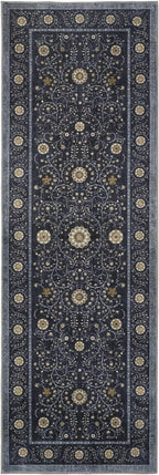 GarveeHome Boho 2x6 Runner Rug for Hallways Non Slip, Vintage Botanical Kitchen Rugs Washable Area Rug for Entryway Stain Resistant, Low Pile Soft Runner Blue Carpet for Bedroom Floor Laundry Room