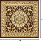 Unique Loom Versailles Collection Traditional Classic Medallion Floral Motif Area Rug (8' 0 x 8' 0 Square, Brown/ Ivory)