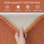 KOZYFLY Long Runners for Hallways 2x12 ft Washable Kitchen Runner Non Slip Rubber Backed Hallway Rugs Cotton Entryway Runner Rug Floor Carpet for Indoor Hall, Backdoor, Kitchen, Orange/Tan
