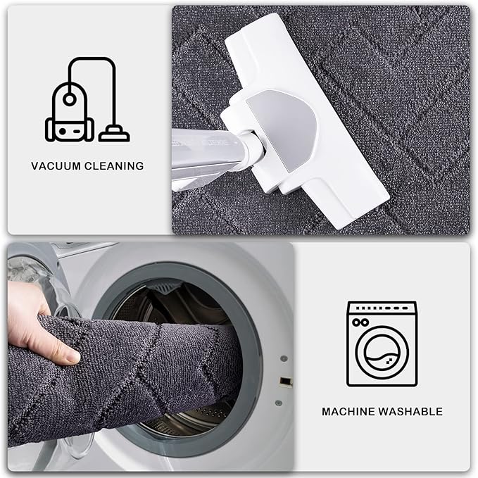 PURRUGS Dirt Trapping Door Mat 32" x 70", Non-Slip Machine Washable Entry Rug, Shoe Scraper, Dog Doormat, Super Absorbent Welcome Mat for Front & Back Door, Muddy Wet Shoes & Paws, Grey