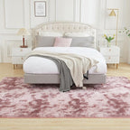 Andency Soft Area Rugs for Living Room Bedroom, 5x8 Fluffy Shaggy Bedside Rug, Non-Slip Large Shag Fuzzy Plush Carpets for Bedroom Kids Dorm Nursery Home Decor Aesthetic, Tie-Dyed Dusty Pink