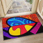 Abstract Rug, Colorful Pop Art Area Rug 6x8, Hippie Aesthetic Funky Low Pile Non Skip Carpets Home Decor #C126