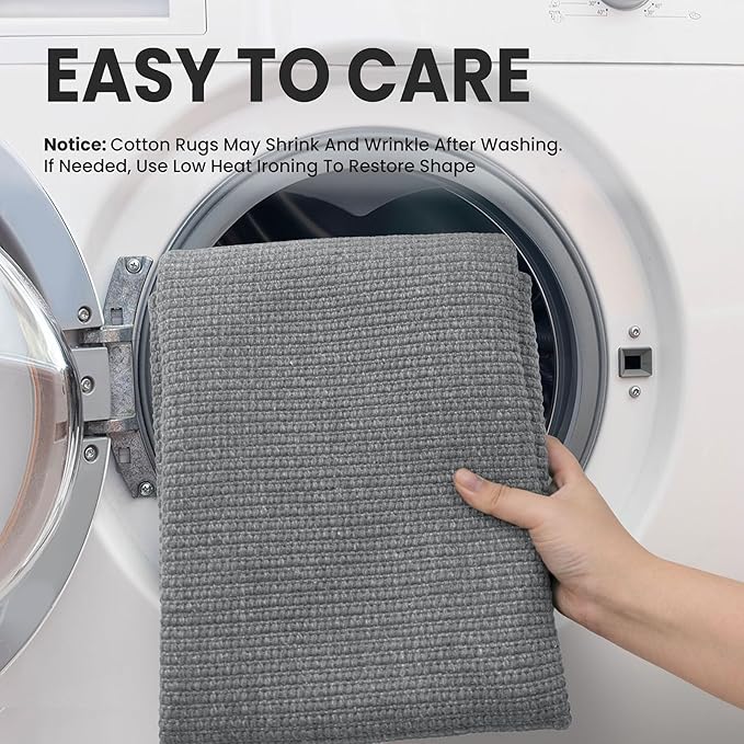 EARTHALL Washable Runner Rug 2x8 Ft Non Slip Runners for Hallways Cotton Rubber Backed Kitchen Runner Braided Indoor Floor Carpet Runners for Entryway, Hallway, Kitchen, Bedroom, Charcoal Gray