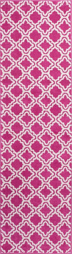 Modern Rug Calipso Pink 2' x 7'3'' Runner Lattice Trellis Accent Area Rug Entryway Bright Kids Room Kitchn Bedroom Carpet Bathroom Soft Durable Area Rug