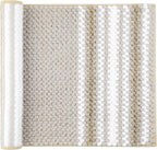 PiccoCasa Chenille Bathroom Rug, Soft Fluffy Absorbent Bath Mat, Medium Pile Striped Carpet Washable Non Slip Bathroom Floor Mats(20"x32",Khaki & White)