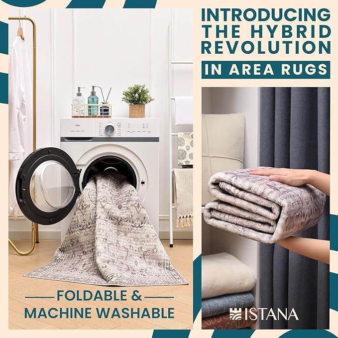 Istana Hallway Runner Rug 2.5x8 – Pale Rose Beige Entryway Rug -Silk's Soft Touch Runners for Hallways - Stylish Kitchen Runner Rug Non Slip