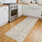 KILOCOCO Hallway Runner 2x5 Kitchen Runner Rug Printed Vintage Floral Washable Non-Slip Runners for Hallways Laundry Room Rugs Distressed Boho Rug for Bedroom, Beige