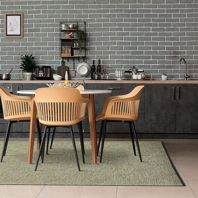 LUXE WEAVERS Modern Farmhouse Green 5x7 Washable Area Rug, Anti-Slip Diamond Pattern Carpet
