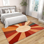 70s Rugs for Living Room - 2x3 ft, Retro Sun Rug, Mid Century Sun Area Rug, Red and Orange Washable Door Mat for Entryway, Kitchen, Boho Retro 70s Home Decor & Gifts