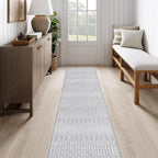 Lahome Moroccan Washable Rug Runner 2x10 Non-Slip Runner Rug for Kitchen Stain Resistant Grey Carpet Runners for Hallway 10 Ft, Modern Geometric Print Soft Floor Carpet for Bathroom Entryway Foyer