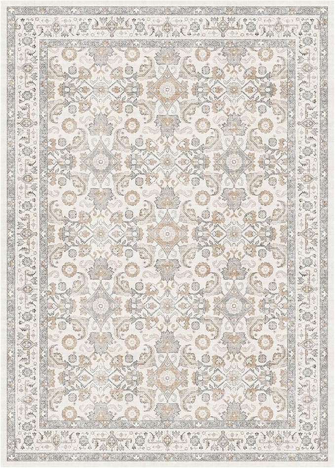 WITSHOCK Living Room Area Rugs 5x7: Soft Non-Slip Backing Washable Rugs Vintage Large Carpet for Bedroom Office Dining Room Kitchen Stain Resistant Home Decor Rug