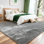 8x10 Solid Fluffy Grey Area Rug – Washable, Durable, Extra Large Living Room Rug, Non-Slip High Pile Shag Rugs for Bedroom, Playroom, Nursery Rooms, Kids Room, Soft Indoor Floor Carpet Decor