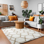 ONASAR Area Rugs for Bedroom Living Room, Washable 4x6 Fluffy White and Beige Throw Rug, Geometric Boho Shaggy Soft Plush Floor Carpet for Nursery Kids Girls Boys Teen Dorm Home Decor Aesthetic