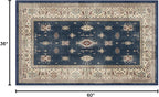 RUGGABLE Washable Vintage Area Rug – Verena Sapphire 3x5, Stain-Resistant, Non-Slip – Small Machine Washable Rugs for Living Room, Bedroom, Hallway, Entryway & Office–with Cushioned Pad