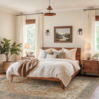 Kokia 9x12 Washable Area Rugs Terracotta with Vintage Orient Design, Soft Rug for Living Room or Bedroom, Non-Slip Low Pile Stain Resistance Features, Distressed Medallion Pattern