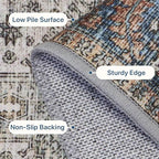 Bavni Clearance 2x5 Runner Rug Non Slip, Machine Washable Rug Runners for Hallways, Vintage Distressed Print Kitchen Runner, Low Pile Lightweight Carpet Runner for Entryway, Laundry, Bedroom, Red