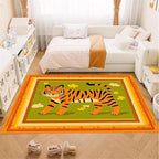 Tiger Rugs for Living Room，4x6ft,Modern Minimalist Style Orange Tiger Rug Suitable for Children's Room，Machine Washable Cute Tiger Rug for Boys and Girls Bedroom Farmhouse Restaurant