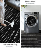YIHOUSE 5x7 Abstract Line Area Rug, Modern Washable Stain Resistant Rugs Non Slip, Soft Indoor Floor Carpet for Living Room, Bedroom,Dining Room, Black and White