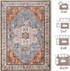 8x10 Large Area Rugs for Living Room, Washable Vintage Rugs-Low Pile Carpet, Non-Slip Soft Distressed Printed Patterns Rugs for Bedroom, Dining Room, Rust Brown