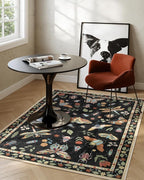 Lahome Insect 5x7 Area Rugs for Living Room, Soft Washable Rugs for Bedroom Ultra-Thin Non Slip Black Rug, Stain Resistant Throw Rug Carpet for Office Nursery Dining Room(5'x7',Black)