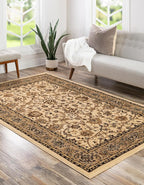 Unique Loom Sialk Hill Collection Area Rug - Washington (10' x 14' Rectangle Ivory/Black)